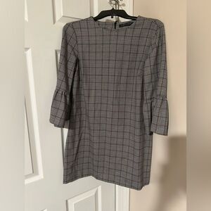 Zara Woman Plaid Short Ruffle Sleeve Dress - Small
